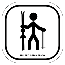 Badge_Stick figure_Sports & Recreation_Downhill Skiing 'Skis & Poles'_Vinyl_Sticker
