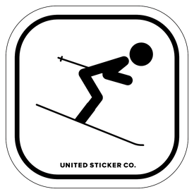 Badge_Stick figure_Sports & Recreation_Downhill Skiing 'Tuck'_Vinyl_Sticker